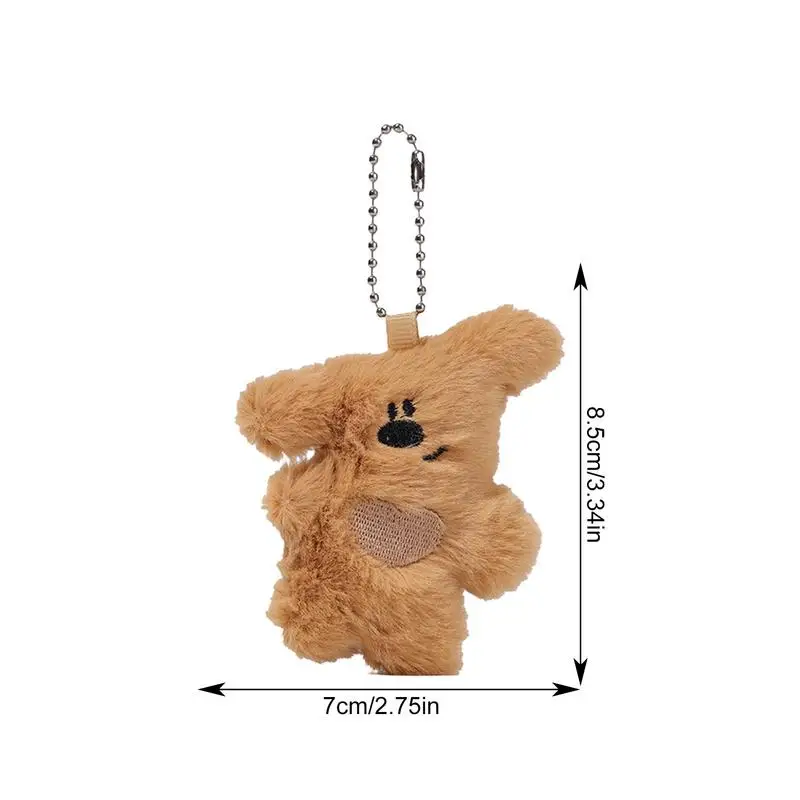 Plush Bear Keychain Stuffed Animals Keyring Tilted Head Design Purse Handbag Charm Backpack Pendant Cute With Strong Bead Chain