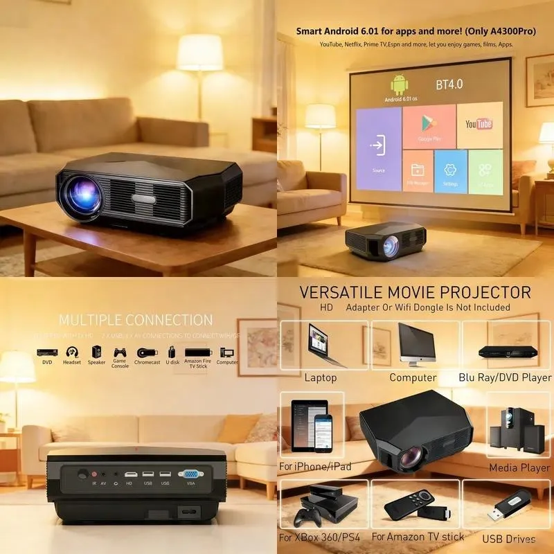 Ready to Ship  Outdoor Portable Projector with Built-in Speakers and Android 6.0