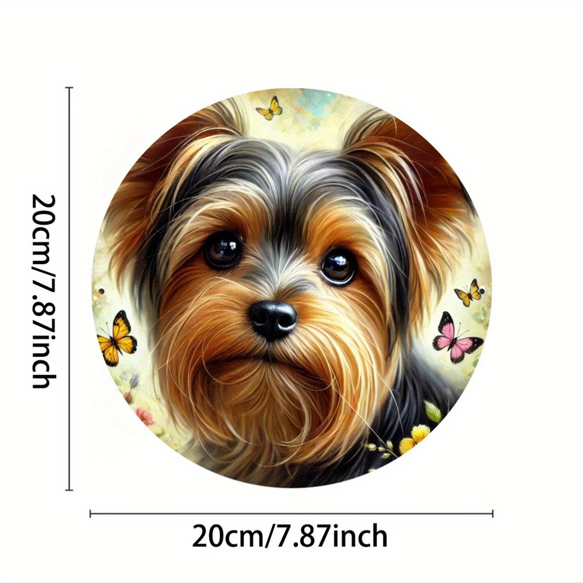 2D Flat - [2D Flat] 7.8X7.8 Inches (20X20 Cm) 2D Printed Metal Sign Featuring a Schnauzer Dog Theme, Round Emblem, Wreath Center