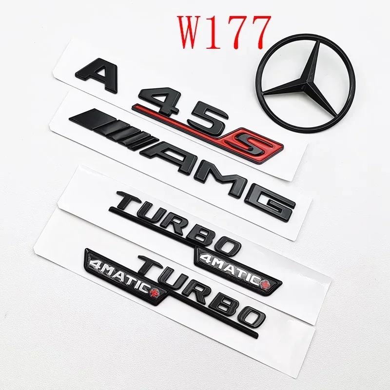 

ABS A45S Logo Turbo 4MATIC Badge Car Rear Star Sticker Trunk AMG Emblem For Mercedes Benz A 45S AMG W177