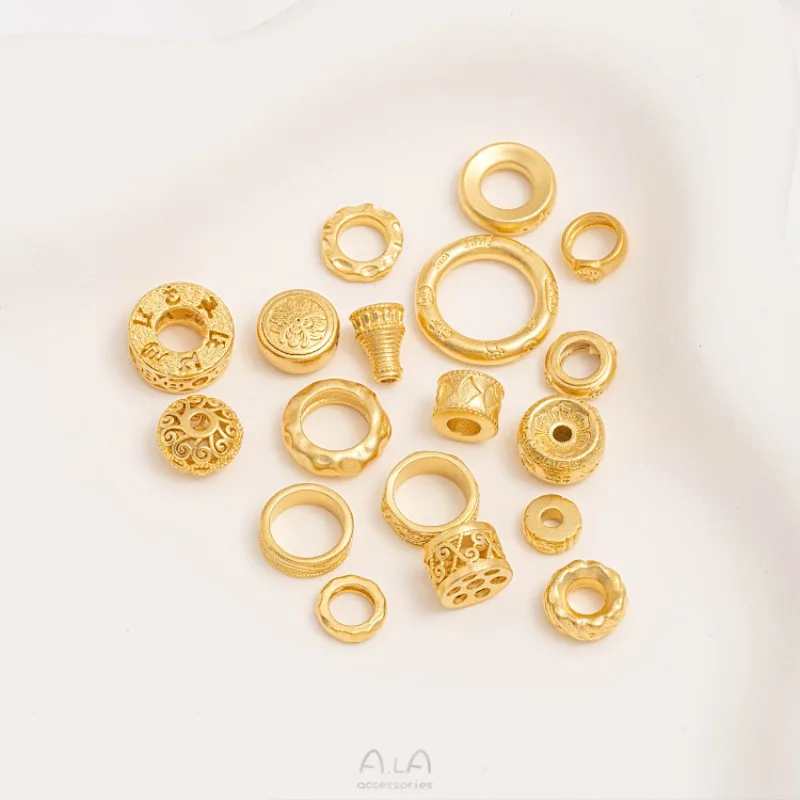 Sand Gold Circle Running Ring Concentric Ring Large Hole Bead Spacer for DIY Woven Bracelet Jewelry Making Accessories