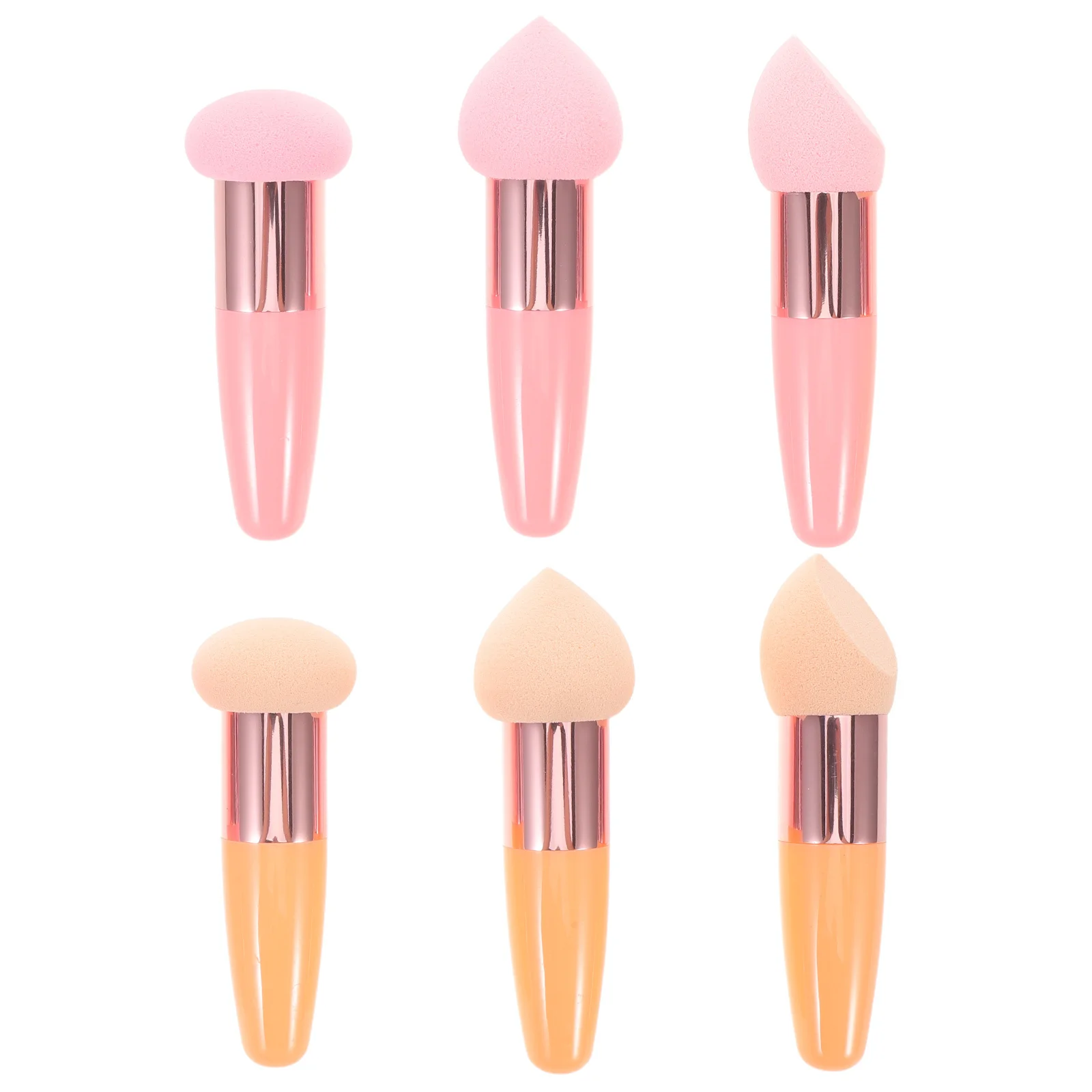 Conjunto de esponja de maquiagem redonda, 6 peças, uso duplo, mistura de ovos para aplicação de base suave, esponjas de beleza multicoloridas, ideais para uso diário
