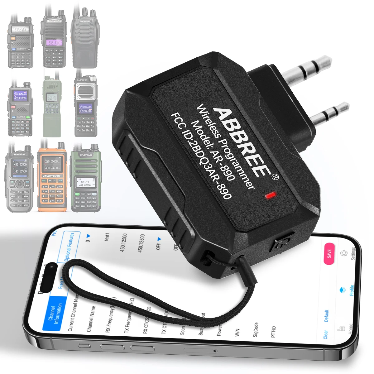 ABBREE Bluetooth Wireless Programmer Phone APP Programming for Baofeng Ham Radio UV-5R 5RH BF-888S UV-21 PRO Quansheng UV-K5
