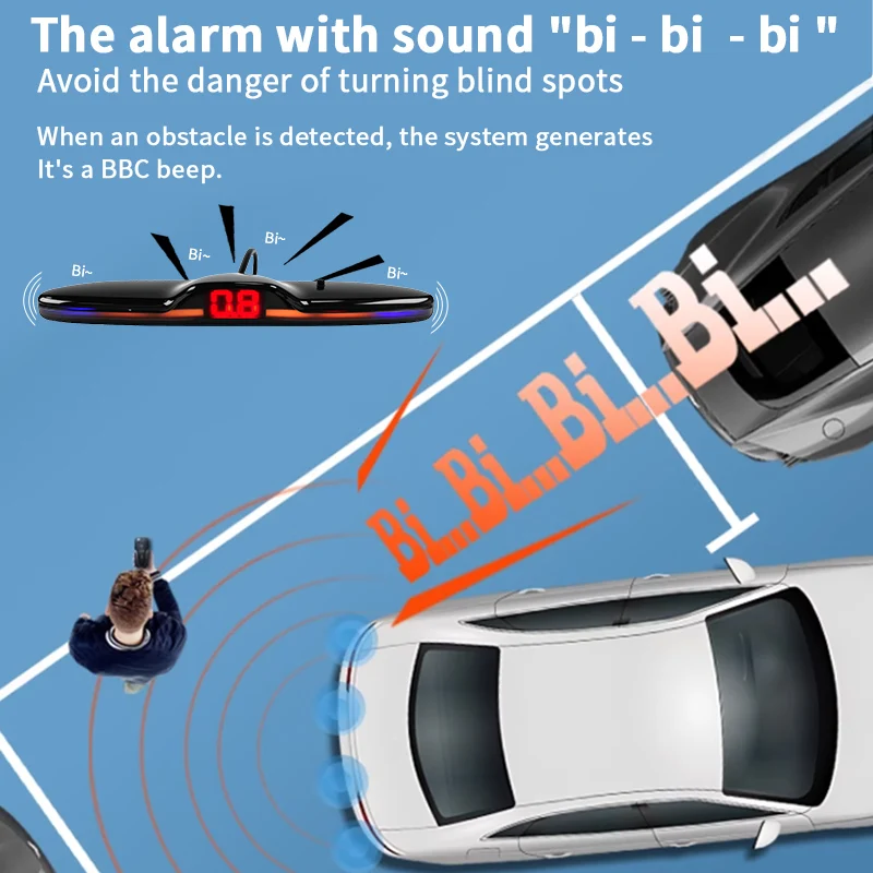 8 Parking Sensor Kit 22MM Reversing Front and Rear Car Backup Radar Detectors Backing Assistance Sound Aler Safe Parking