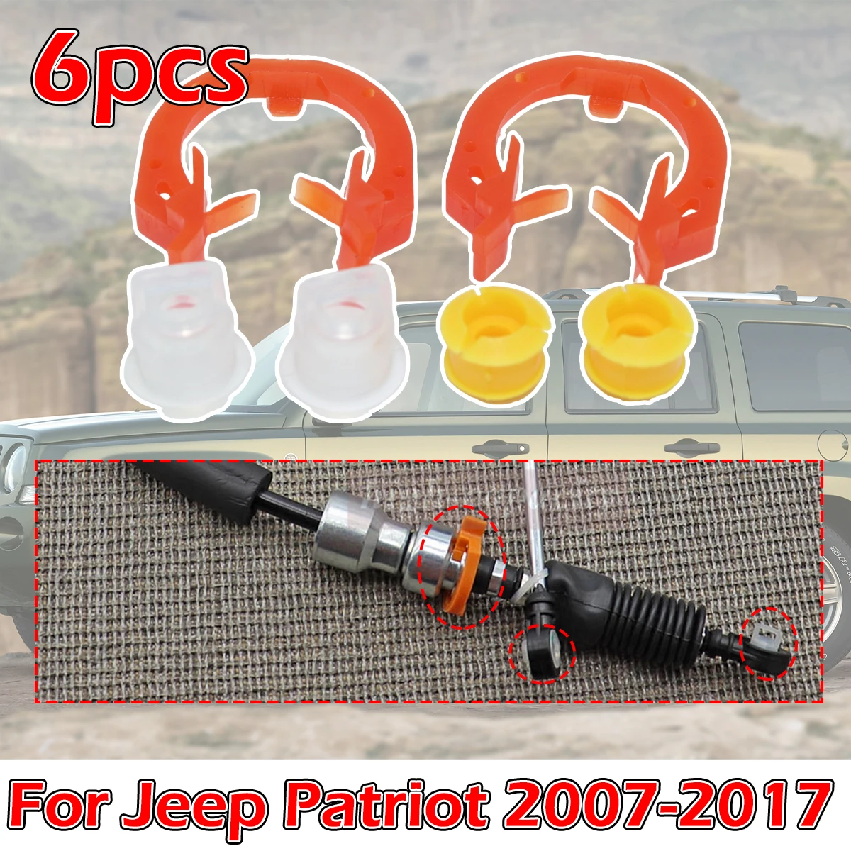 

6Pcs Gear Shift Cable Bushing Gearbox Pull Head Lever Line Sleeve Transfer Case Retainer Clip For Jeep Patriot 2007-2016 2017