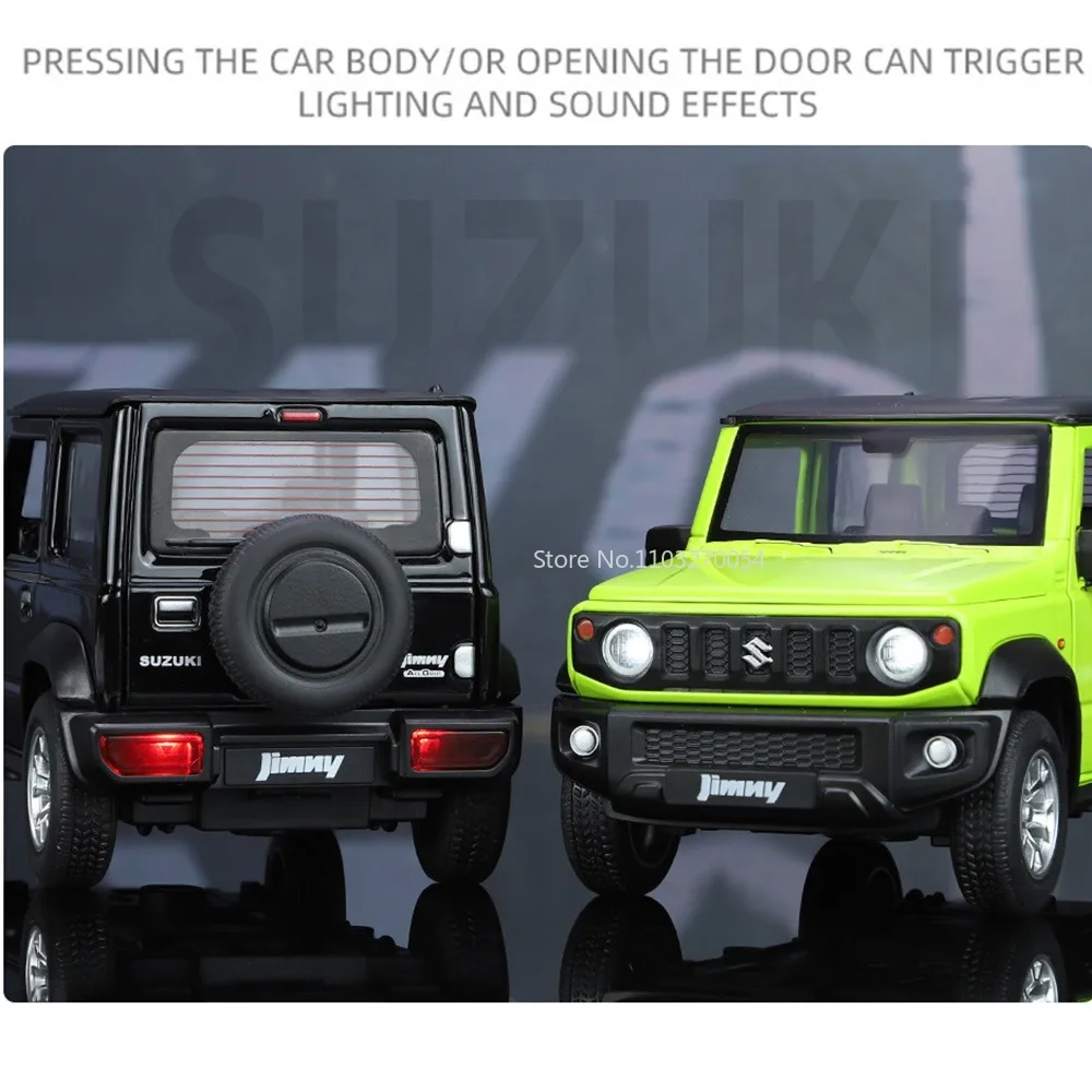 1/24 Suzuki Jimny Model Toys Cas Die Cast Alloy Vehicles 4 Door Can Be Opened Pull Back Sound Light High Simulation Models Gifts