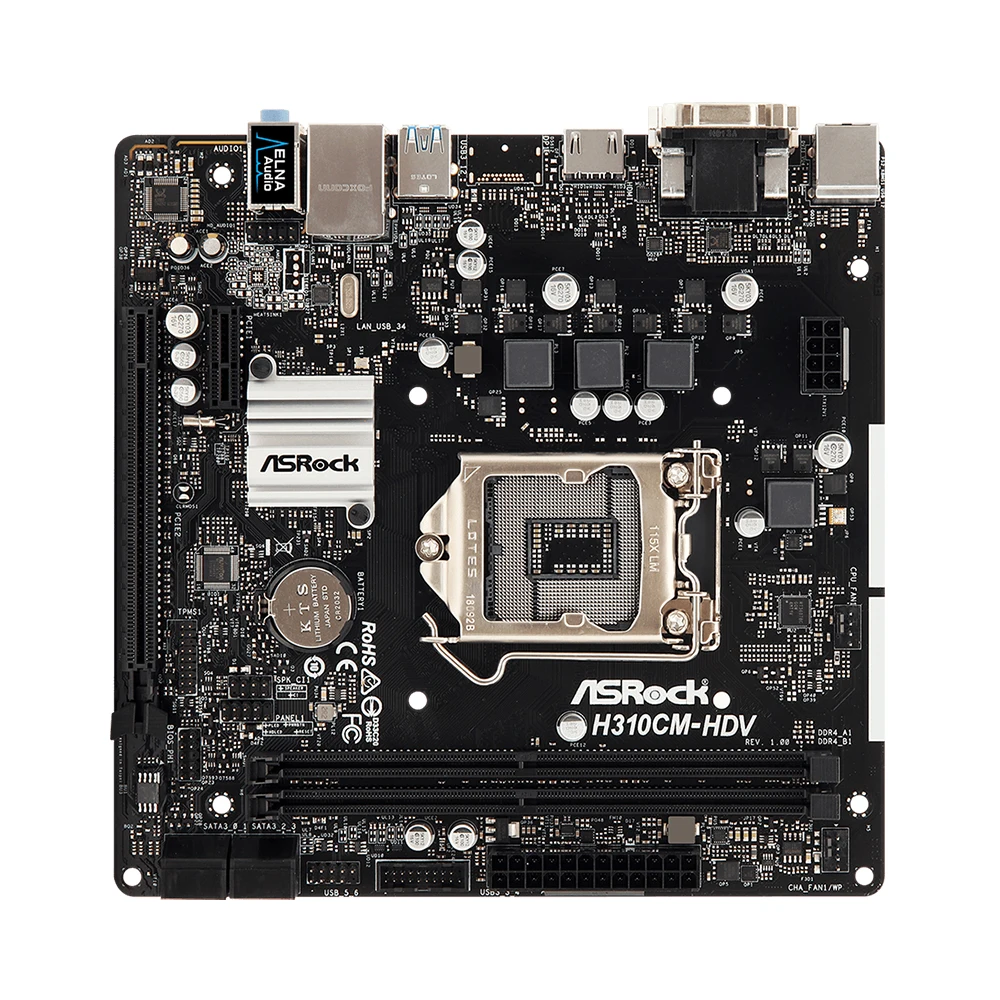 Imagem -05 - Soquete da Placa Mãe Suporte 1151 I9-9900k I7-9700k I5-9600 Cpu Chipconjunto Intel Q270 2xddr4 Pci 3.0 Micro Atx Asrock-h310cm-hdv