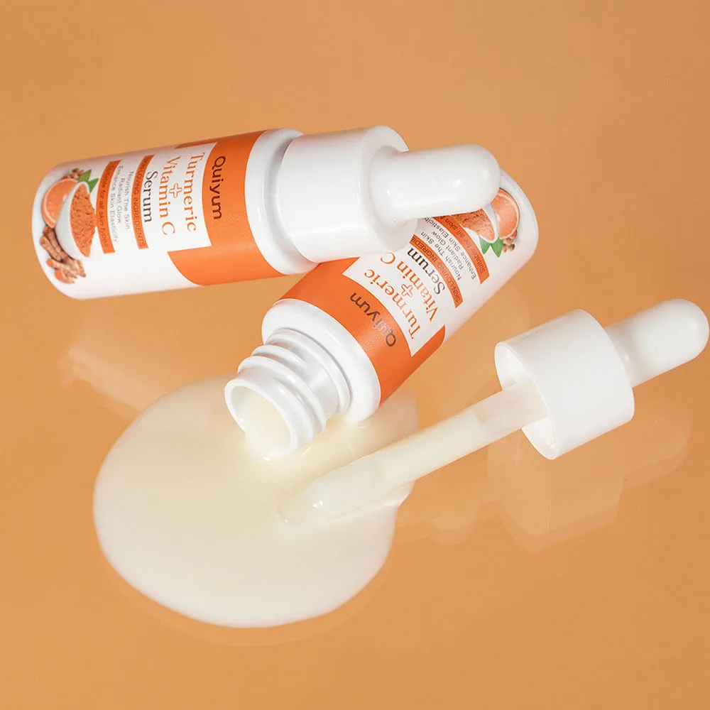 QUIYUM 17ml Turmeric Vitamin C Essence, Hydrating Firming Face Serum, Brightening Even Skin Tone Moisturizing Skin Care