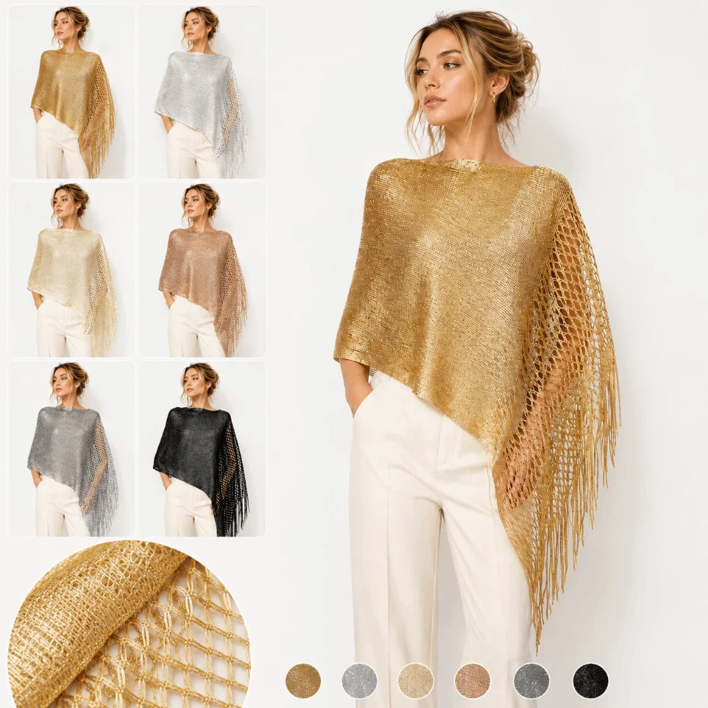 Multicolor Hollow Out Shawl Tassel Solid Color Sun Protection Shawl Gold Silver Thread Photo Props Wedding Scarf Dinner Party