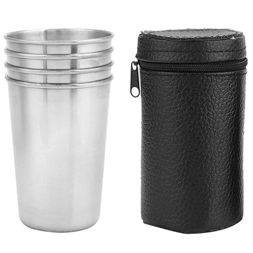 

4PCS Stainless Steel Cups 170ml Mini Set Outdoor Practical Travel Mini Set Glasses For Whisky Wine Kitchen Dining Bar Home Tools