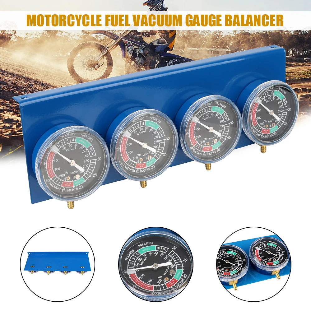Motorcycle Fuel Carburetor Synchronizer Vacuum Balancer Gauge with Hose For 4 Cylinder Engines Machines Synchronizer Tool