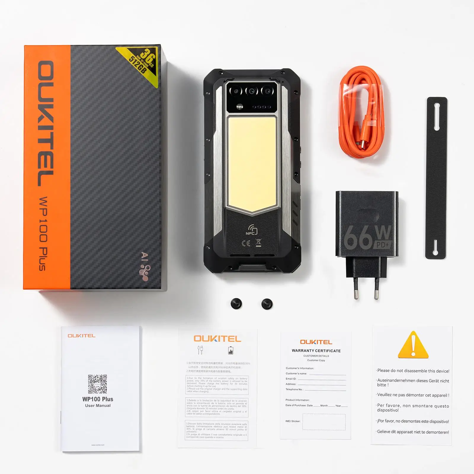 Oukitel WP100 Plus Rugged Phone 12GB+512GB Night Vision 33000mAh 6.8'' Android 16 MTK G100 NFC 4G Camping Lighte NFC Smartphone