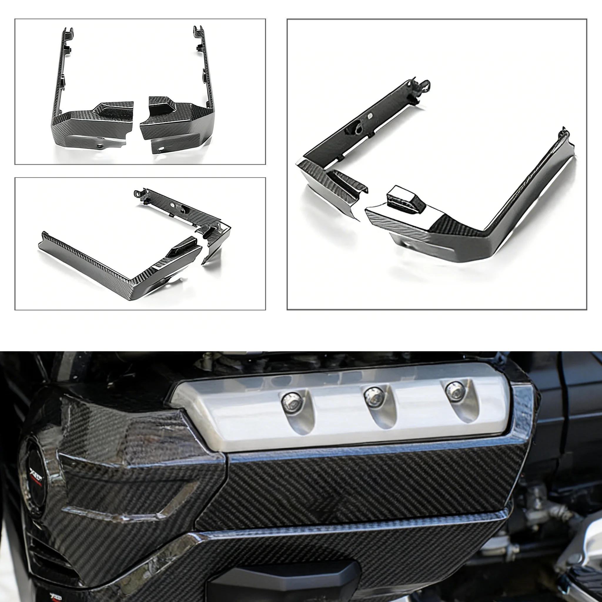 for Honda Gold Wing GL1800 Blackened Carbon Fiber Engine Decorative Cover Kit Engine chassis front cover  F6B