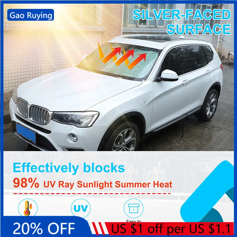 

Gao Ruying For BMW X3 F25 2011-2017 Silver Tape Car Front Windshield Sunshade Sun Protection Visor Sunshade Car Accessories