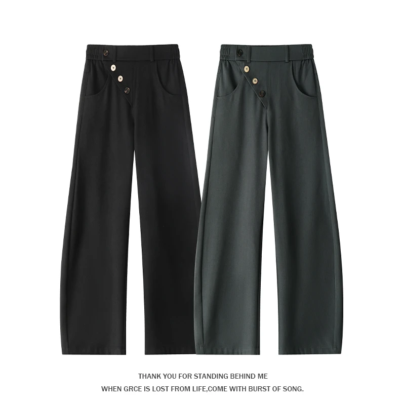 

Man Pants Men Trousers Summer Side Stripe Button Detail Curved Hem Flat Front Chino For Business Casual