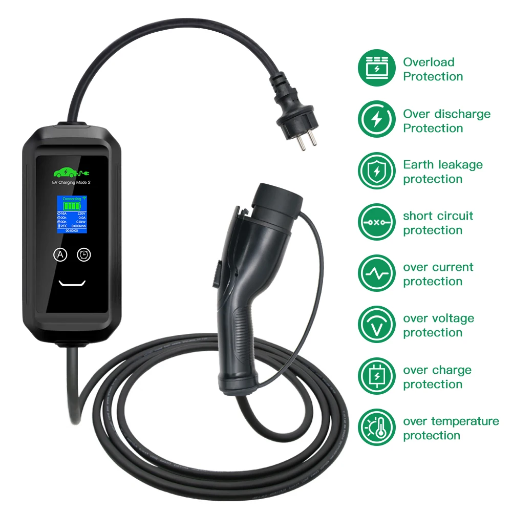 Chiefleed APP Control GBT EV Charger 16A 3.6kw 11kw 32A 7.2kw With WIFI 220V EU  Plug Home Charge Delay IP66 No APP 3.6kw Charge