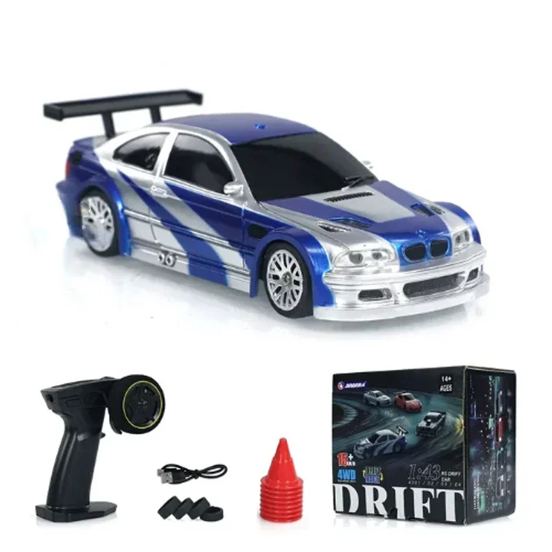 Controle Remoto de Alta Velocidade Drift Car, 4 Wheel Drive, Rádio Controlado, Mini Racing Model Car, Presente Toy Boy, 1:43, 4WD, 2.4G