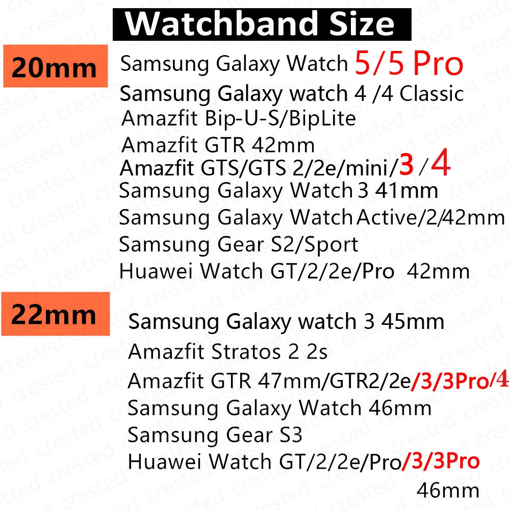 Correa de 20mm 22mm para Samsung Galaxy watch 4/4 classic/5 Pro/Active 3/2/Gear S3/amazfit bip, pulsera Huawei watch GT 2/3 Pro band