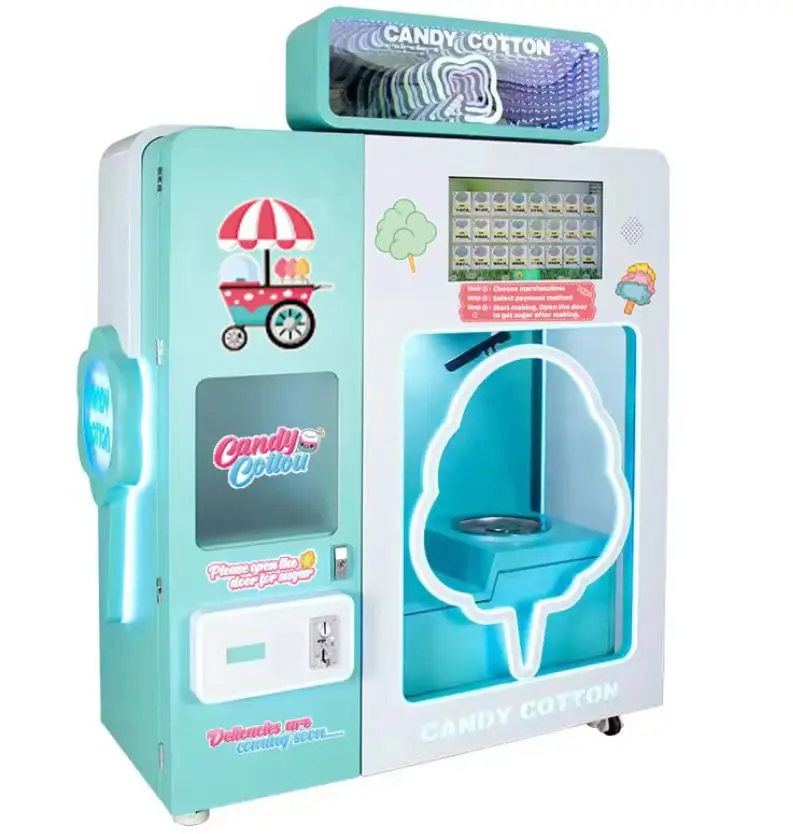 Robot Cotton Candy Vending Machine in Mall Intelligent Commerical Cotton Candy Marshmallow Machine