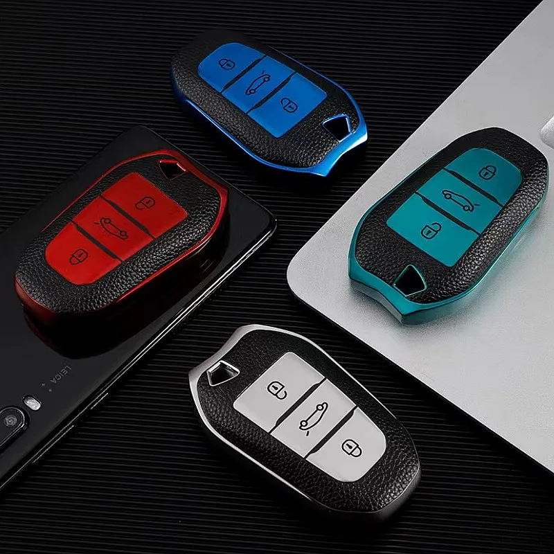 حافظة مفتاح بعيد جلدية عصرية غطاء شل لبيجو 208 308 408 508 2008 3008 4008 5008 سيتروين C1 C4 C6 C3-XR بيكاسو DS3