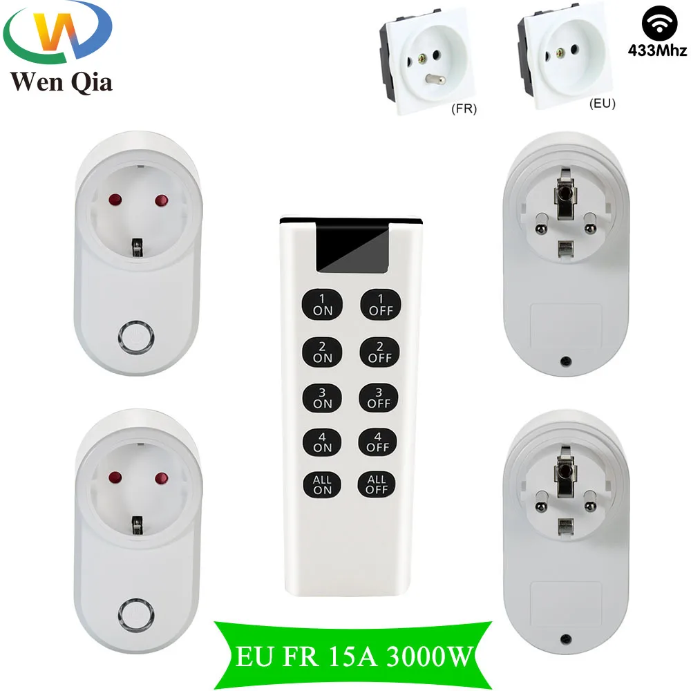 Rf Smart Plug In Socket Wireless Remote Control Switch 433MHz 220v 15A 3000W EU FR Universal Outlet for Smart Home Electrical