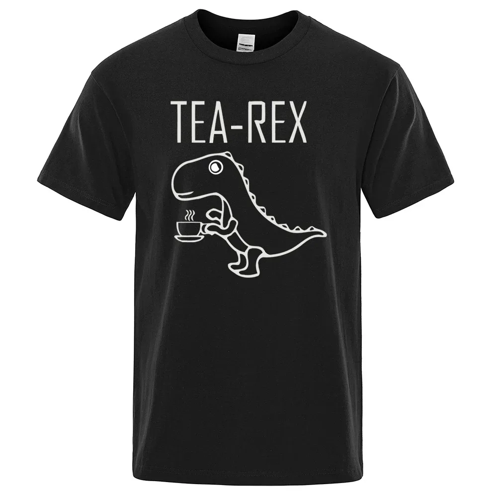 Men Women T-Shirts Tea Rex Funny Dinosaur Drink Coffee T Shirts Fashion Casual TShirt High Quality Streetwear Tops Tee Shirt