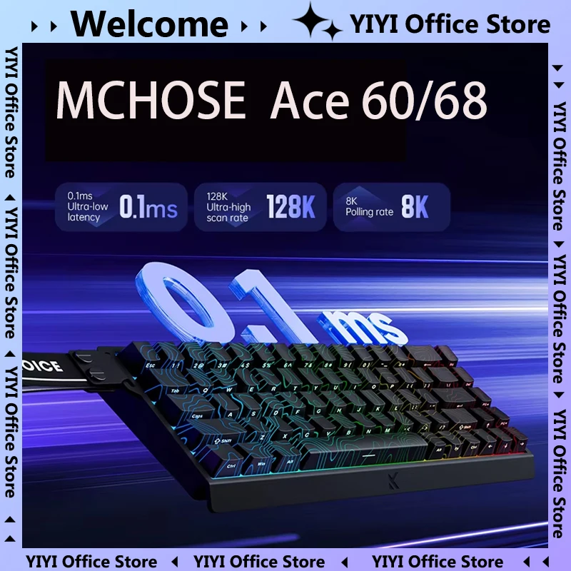 

MCHOSE Ace 60 Pro 68 механическая специальная клавиатура для киберспорта с магнитной осью, оригинальная игровая клавиатура с задержкой 0,01 мс, RT, 0,01 мм, 128 К