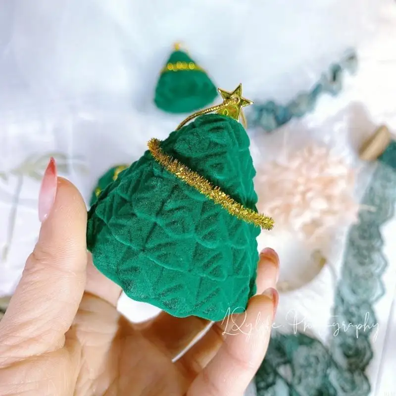 91AF Ring Box Earring Jewelry for Case Christmas Tree Shaped Gift Boxes Organ