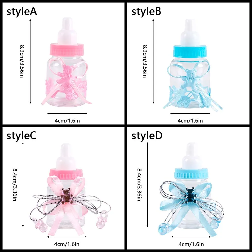 12pcs Blue Pink Candy Bottles Milk Bottle Style Candy Gift Box Gender Reveal Baby Shower Party Favor Boxes Newborn Party Favors