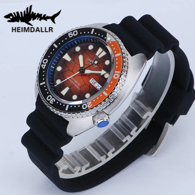 HEIMDALLR Men\'s Diver Mechanica Watch Turtle King Sapphire Crystal 316L Steel NH36 Automatic Watch 200m Water Resistant Luminous