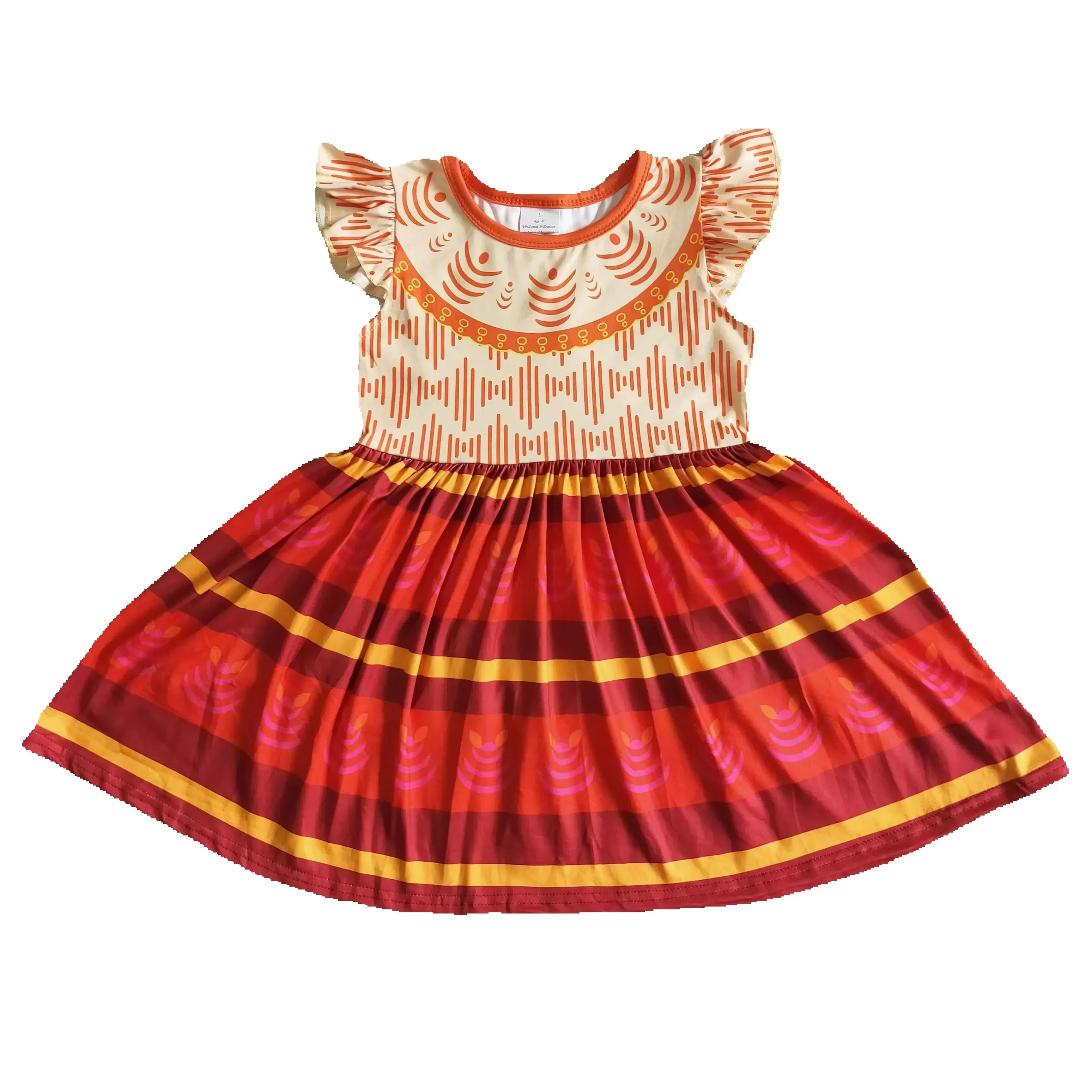 

Baby girls cartoon movie flutter mustard color dresses