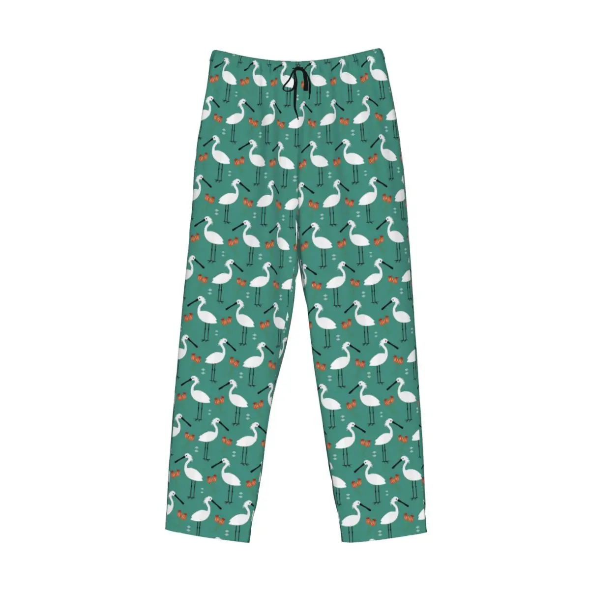 

Custom Spoonbills On Blue Pajama Pants Men Sleepwear Sleep Lounge Bottoms with Pockets