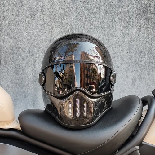Imagen 2 del producto Casco Retro de cara completa FBR para motocicleta estilo Tokyo Casco Moto Japón TT cascos de fibra de vidrio con visera transparente
