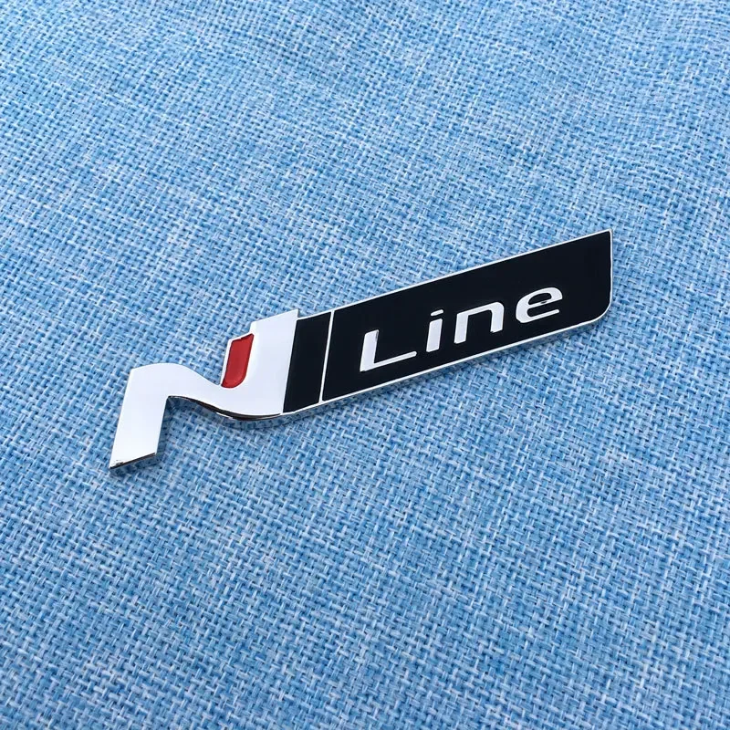 Metal Car Sticker N Line Badge Emblem Decal Front Grille for Hyundai I30 2021 Sonata Elantra Veloster Kona Tucson N Line Styling