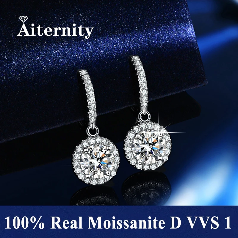 

NEW 100% D VVS1 Pass Diamond Tester Pen Moissanite Stud 925 Sterling Silver Earrings For Women 2 GRA Certificates Moissanite