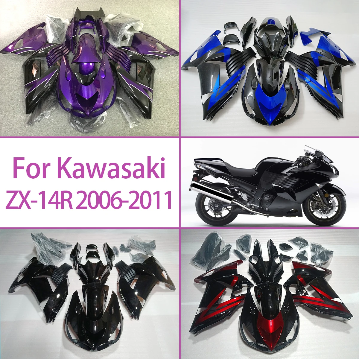 ABS Fairings 2006-2011 ZX-14R Motorcycle Fairing Panels High Quality Custom Fit For Kawasaki 06-11 ZX 14R