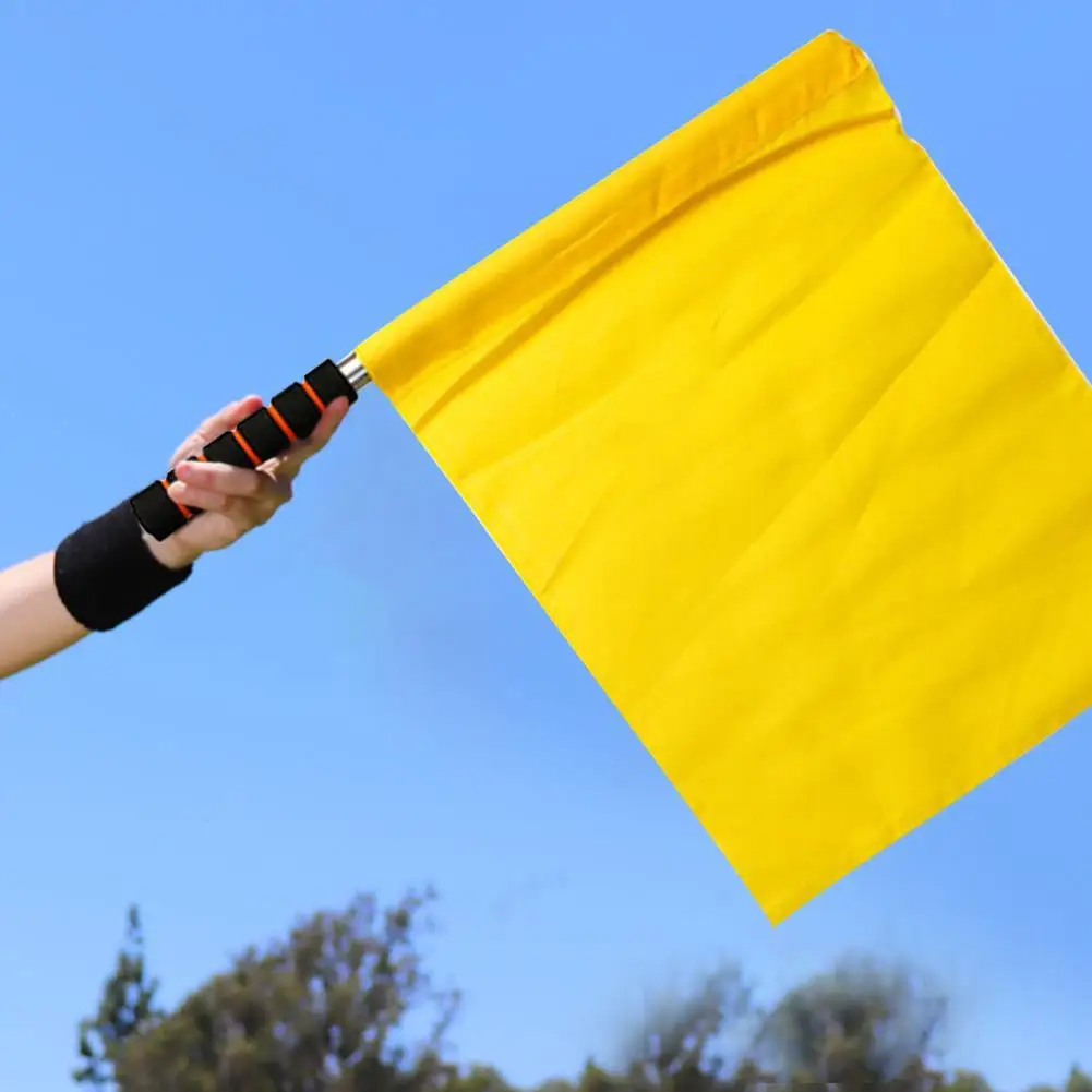 Football Referee Flag Waterproof Fabric Fair Play Sports Linesman Match Color Solid Soccer Flags U9F0