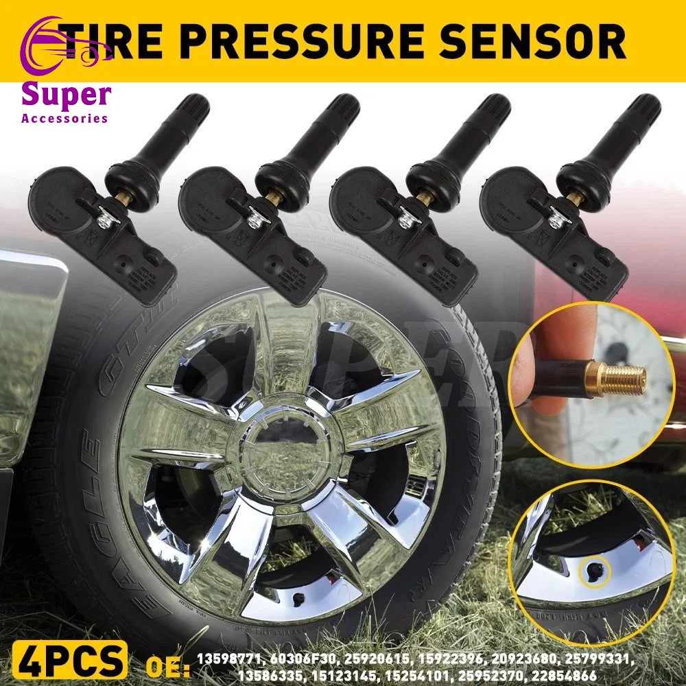 

1/2/4PCS Tire Pressure Monitoring Sensors TPMS For Chevy GMC GM15922396 13581558 22854866 12768826 25920615 13589597