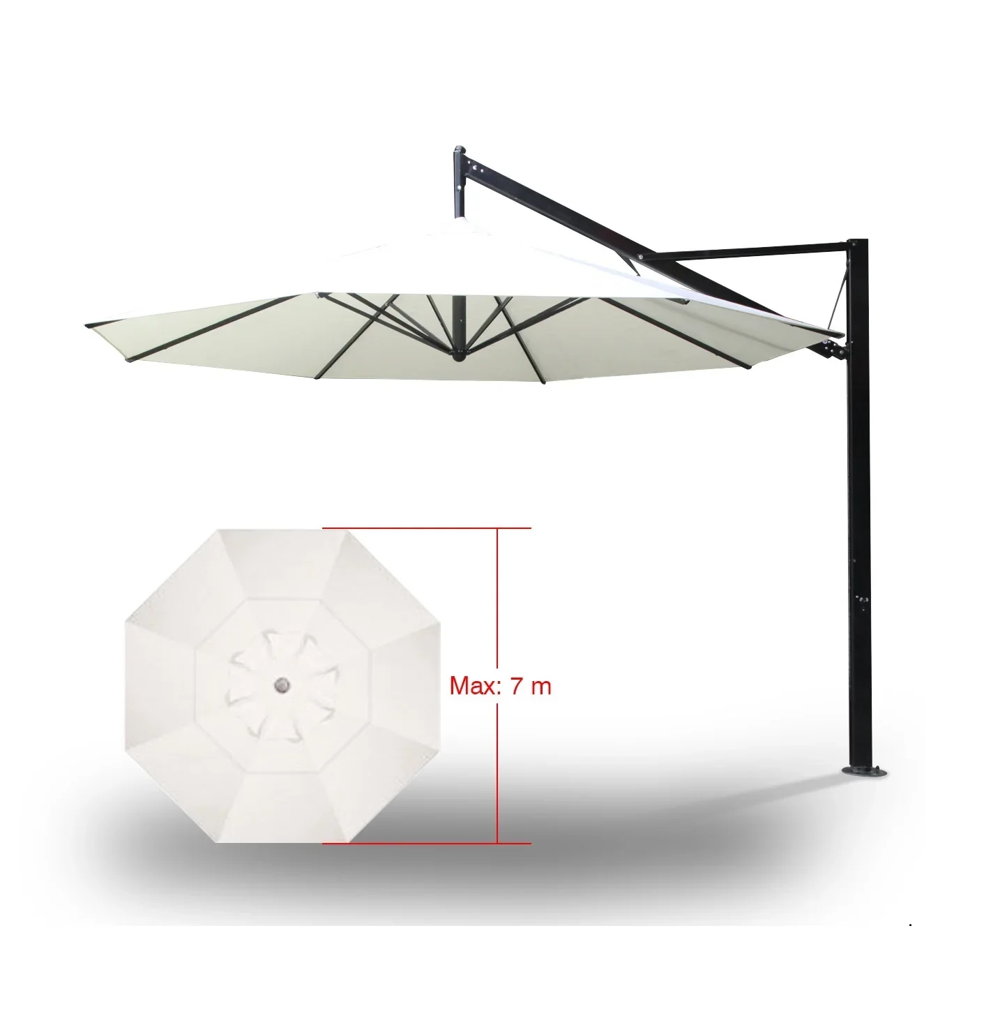 Big Size 4M Round PU Coated Polyester Fabric Outdoor Rainy Sun Commercial Parasol Umbrella For Park