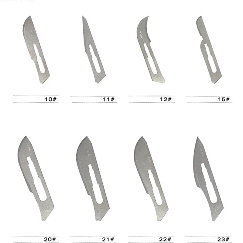 Cuchillas de acero al carbono estériles individuales, 100