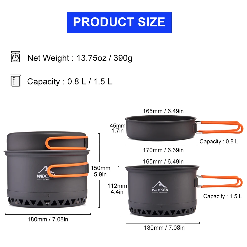 Imagem -02 - Widesea-conjunto de Panelas de Acampamento Panelas ao ar Livre Fogão de Calor Louça de Viagem Tigela Cozinha Turística Panela Equipamento Utensílio 22 l