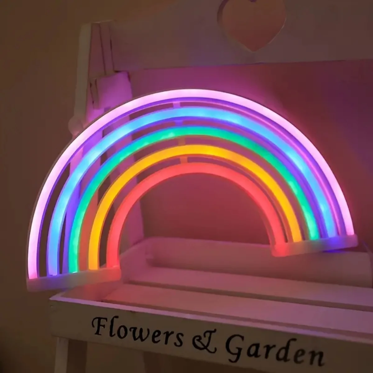 1pc 30cm/11.81in*16.5cm/6.49in Colorful Rainbow Neon Light Colorful And Vibrant Neon Desktop Night Lamp For Birthday Party Home