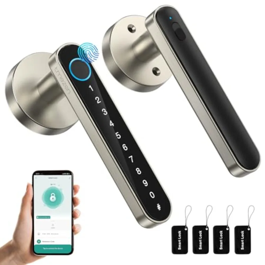 

Smart Door Lock Fingerprint, Keyless Entry Door Lock with Handle, APP/IC Cards/Codes/Keys/Fingerprints Biometric Electronic Key