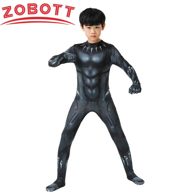 Anime Superhero Black Kids Panther Men Boys tute per adulti bambini Panther Cosplay Costume di Halloween body Dress Up New
