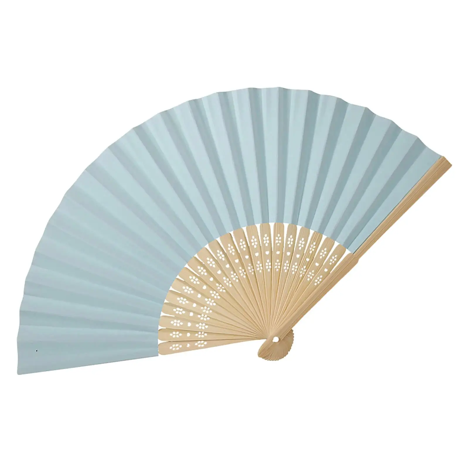 Светло-голубой пустой бумажный веер своими руками с китайскими бамбуковыми ребрами для украшения свадебного душа