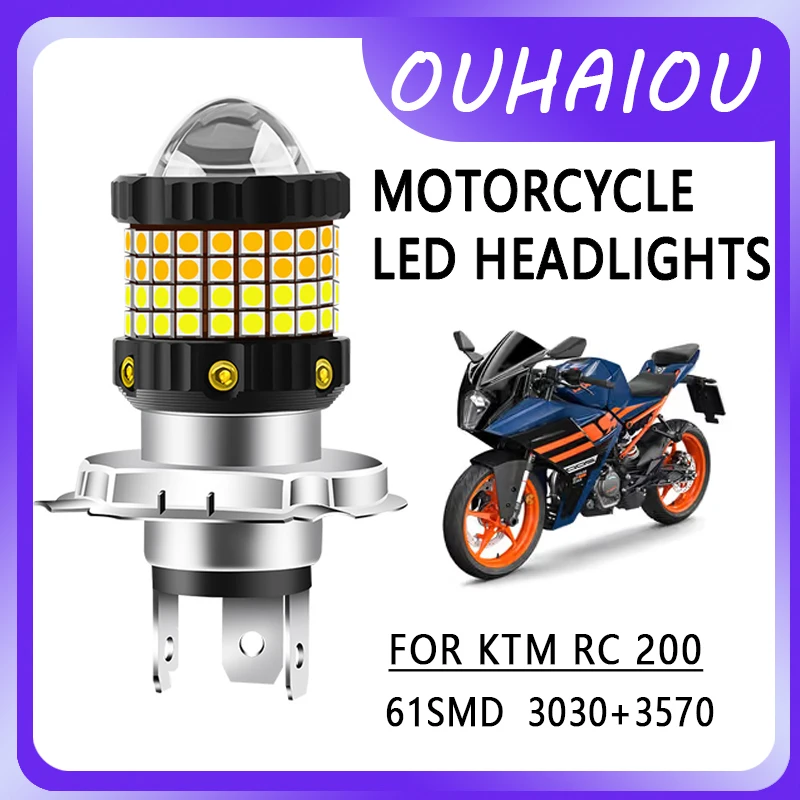 

FOR KTM RC 200 Motorcycle led headlight headlight H4 yellow white dual color motorcycle headlight 12-80v
