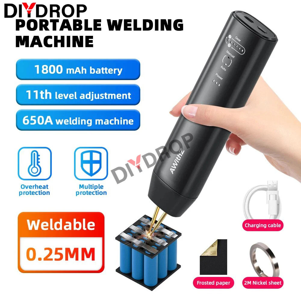 11 Gears Spot Welder Adjustable Portable Handheld Battery Spot Welding Machine Energy Storage Spot Welding DIY for 18650 Battery