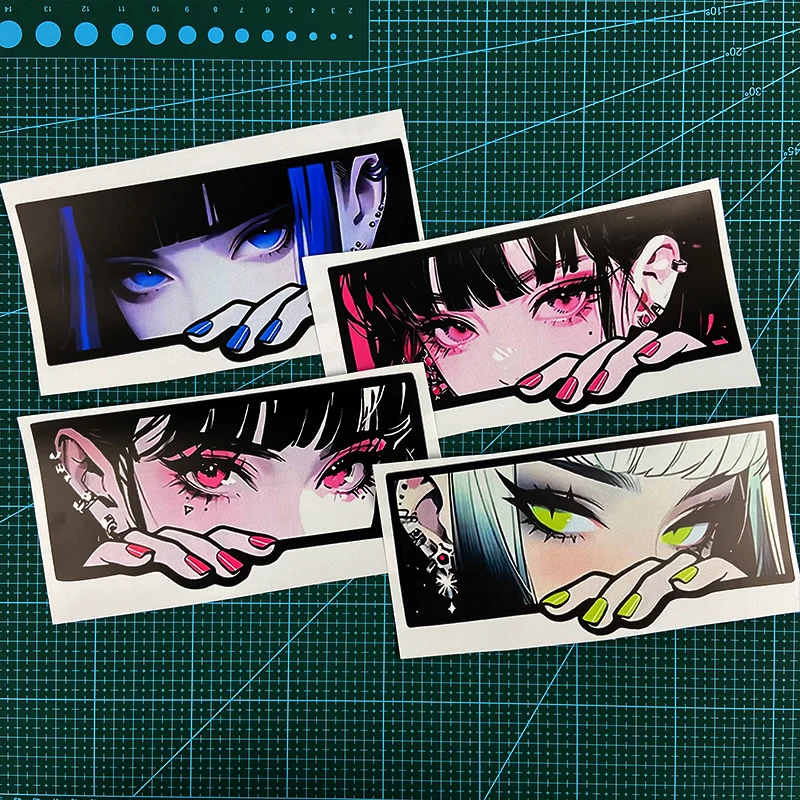 

1 шт., аниме, выглядывающие глаза, мотоциклетные наклейки JDM, водостойкие мотоциклетные топливные баки, электрический скутер, окно автомобиля, ноутбук, виниловые наклейки