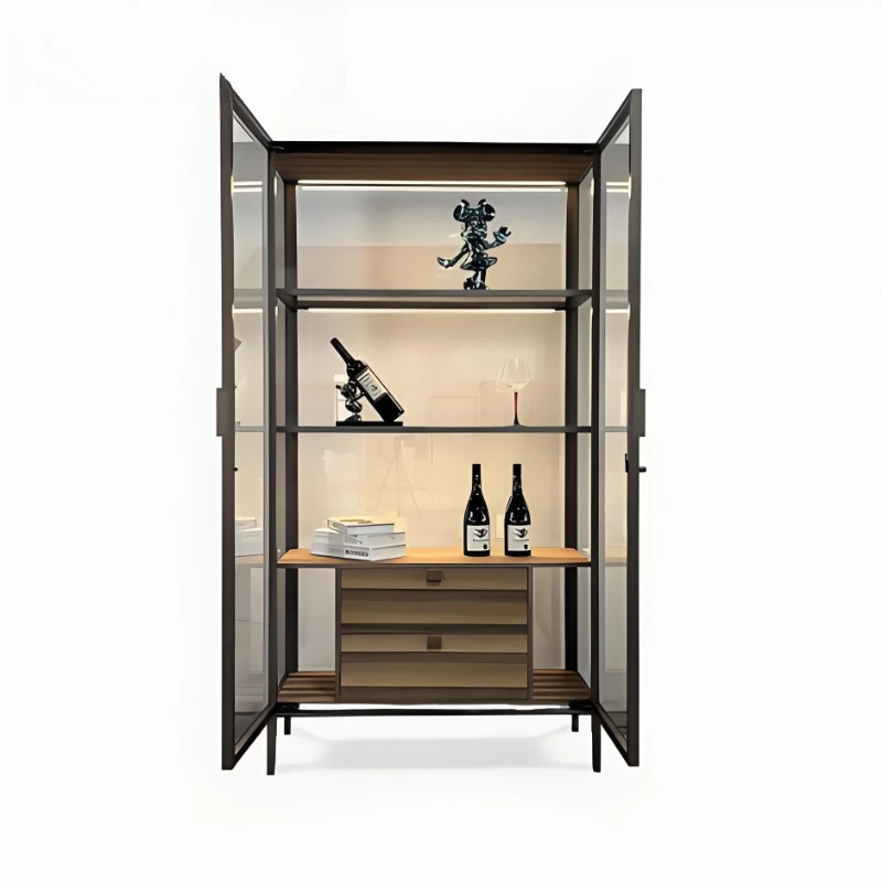 Italian minimalist glass display cabinet, wine cabinet, creative personality, high-end villa storage display cabinet