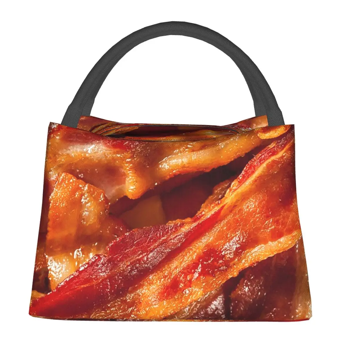 Crispy Bacon Texture Meat Lovers Insulated Lunch Bag for Women Children Portable Food Boxes Thermal Lunch Box Tote